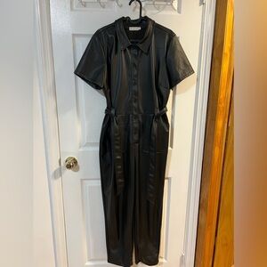 Faux leather romper
